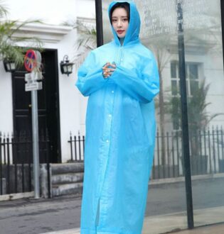 Adult/Kid Wegwerp Waterdichte Jas Clear Pvc Regenjas Regenjas Hooded Poncho Regenkleding volwassen blauw