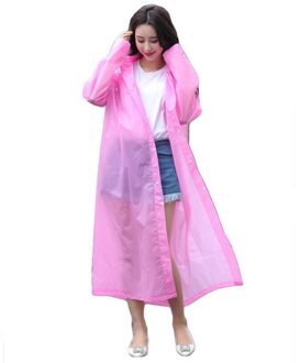 Adult/Kid Wegwerp Waterdichte Jas Clear Pvc Regenjas Regenjas Hooded Poncho Regenkleding volwassen roze
