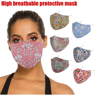 Adult Women Floral Printed Mask Anti Pollution Dustproof Mouth Mask Washable Reusable Face Mask High Breathing Protective Mask