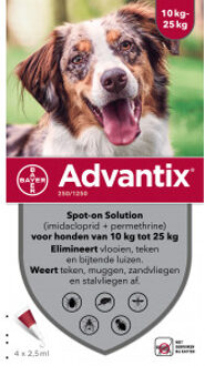 Advantix Bayer advantix spot on 250/1250 10-25 kg 4 pip