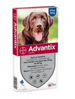 Advantix Spot-on 400/2000 - 25 Tot 40 kg - 6 Pipetten