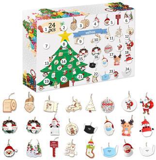 Advent Kalender Met 24Pcs Opknoping Ornamenten Christmas Countdown Kalender Feestartikelen Voor Kerstvakantie Decor Jaar