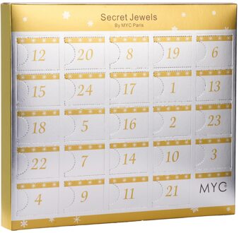 Adventskalender 12 juwelen, 11 kralen en 1 verrassing - Goud en kristal - One Size