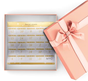 Adventskalender 12 juwelen, 11 kralen en 1 verrassing - Roségoud en kristal - One Size