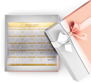 Adventskalender 12 juwelen, 11 kralen en 1 verrassing - Zilver, Roségoud, Goud en Kristal - maat Veelkleurig