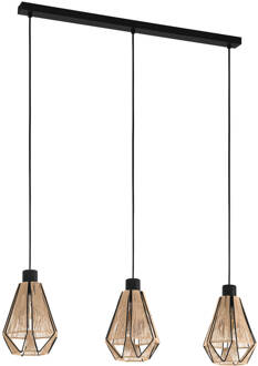 Adwickle Hanglamp - E27 - 87 cm - Zwart/Natuur