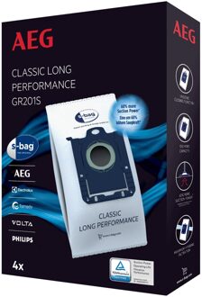 AEG GR201S S-bag long performance 4-bags Stofzak Blauw