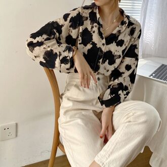 Aeleagntmis Korea Vintage Luipaard Blouse Vrouwen Losse Ongedwongen Zachte Print Shirts Elegante Chic Lange Mouw Tops Ol Lente Streetwear