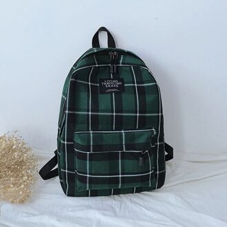 Aelicy Vrouwen Zak Vrouwelijke Student College Wind Plaid Canvas Rugzak Rits Anti Diefstal Schooltassen GN