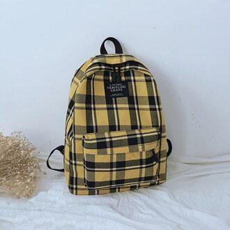Aelicy Vrouwen Zak Vrouwelijke Student College Wind Plaid Canvas Rugzak Rits Anti Diefstal Schooltassen YE