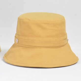 Aelnng Zomer Zon Emmer Hoeden Vrouwen Panama Fold Strand Zonnehoed Casual Katoen Outdoor Reizen Hoed A8037 geel