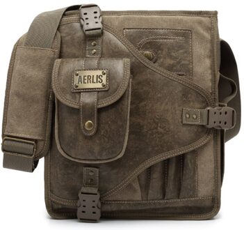 Aerlis Man Messenger Schoudertas Canvas Business Casual Rits Handtas Mannelijke Satchel Cross Body Bags Mannen A4506 khaki