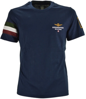 Aeronautica Militare Blauw T-shirt met Tricolor Pijlen Aeronautica Militare , Blue , Heren - 2Xl,Xl,L,3Xl