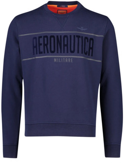 Aeronautica Militare Donkerblauwe Ronde Hals Sweater Aeronautica Militare , Blue , Heren - L