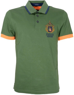 Aeronautica Militare Groen Polo Shirt met Jacquard Kraag Aeronautica Militare , Green , Heren - 2Xl,Xl,L,M,3Xl