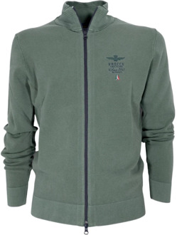 Aeronautica Militare Groene Katoenen Full Zip Sweater Ma1393 Aeronautica Militare , Green , Heren - Xl,L,3Xl,4Xl