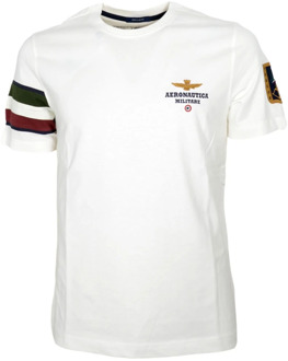 Aeronautica Militare Heren Katoenen Jersey T-Shirt Wit Ts2230 Aeronautica Militare , White , Heren - S