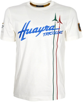 Aeronautica Militare Huayra Tricolore Wit Katoenen T-Shirt Aeronautica Militare , White , Heren - 2Xl,Xl,M,S,3Xl,4Xl