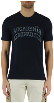 Aeronautica Militare Katoenen Logo T-shirt Aeronautica Militare , Blue , Heren