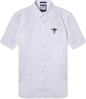 Aeronautica Militare Korte Mouw Oxford Overhemd Wit Aeronautica Militare , White , Heren - 2Xl,Xl,L
