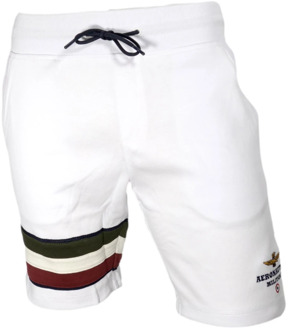 Aeronautica Militare Tricolor Pijlen Witte Bermuda Shorts Aeronautica Militare , White , Heren - Xl,L,M,S