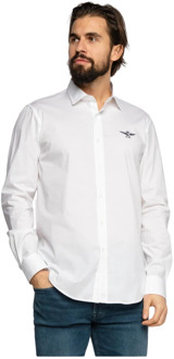 Aeronautica Militare Witte Katoenen Overhemd Klassieke Stijl Aeronautica Militare , White , Heren - Xl,L,M,S