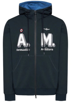 Aeronautica Militare Zip-through hoodie met dubbele rits Aeronautica Militare , Blue , Heren - L,M