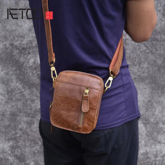 AETOO Casual flap men Messenger bag cowhide leather small shoulder bag mini bag men's leather bag small men's bag