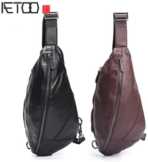 AETOO Chest bag men's leather leisure men's shoulder crossbody bag Korean version of fashion waistband cowhide bag