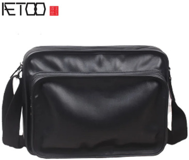 AETOO Crossbody men's leather shoulder bag men's first layer leather casual business bag cross section soft leather retro l