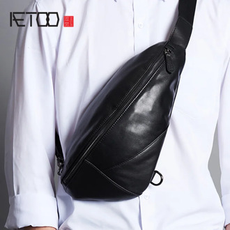 AETOO Fashionable leather men's chest bag, versatile cross-body bag, the first layer of cowhide shoulder bag
