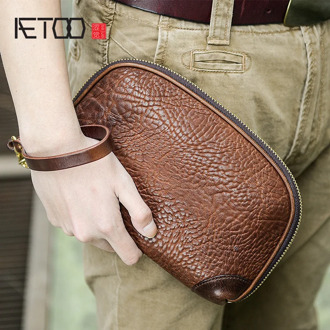 AETOO Handmade leather clutch bag large-capacity trendy men's casual handbag leather plant rub leather clutch bag