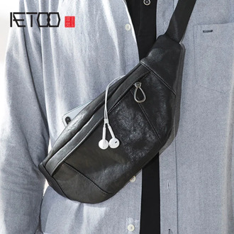 AETOO Head leather mini-breast bag, men's single shoulder slant bag, leather leisure bag, youth sports slash cross vintage bag