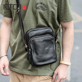 AETOO Leather bag, men's trend one-shoulder slant bag, men's leather bag
