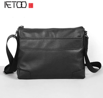 AETOO Leather men's bag medium simple Korean version of the one-shoulder messenger tide bag leather cross section casual lightwe