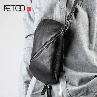 AETOO Leather men's bags, head leather one-shoulder bags, casual men's slanted bags, personality trend small bags