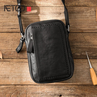 AETOO Leather men's mini bag, head leather hand-made slant bag, male trend one-shoulder bag