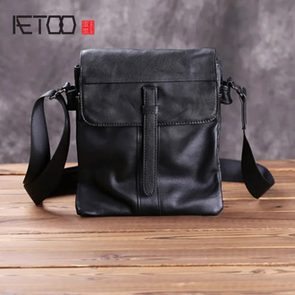 AETOO Leather men's single shoulder bag, men's leather casual slant bag, business soft leather multi-functional men's bag