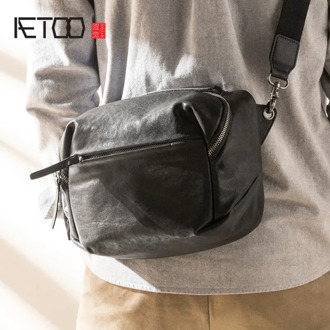 AETOO Leather multi-functional shoulder bag, men's soft leather handbag, head leather men's slant bag, fashion trend men's bag