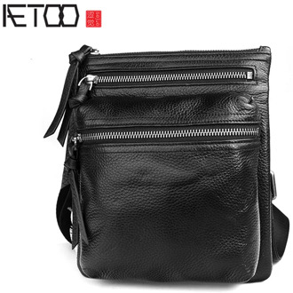 AETOO Leather shoulder bag, men's casual business messenger bag, first layer cowhide men's bag