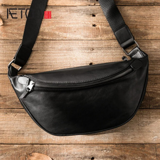 AETOO Leather trend men's one-shoulder bag, head leather slant bag, simple hundred with chest bag, soft leather small bag