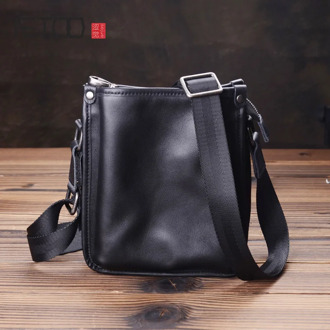 AETOO Mad horse leather men's single shoulder bag, retro handmade leather stiletto bag, men's casual cross bag