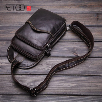AETOO Men 's Casual Bags Genuine Leather Oil Wax Cowhide Shoulder Bag Casual Messenger Bag Retro Men Bag