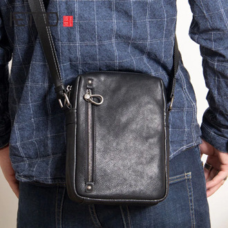 AETOO Men's literary retro oblique cross bag, head leather men's single shoulder bag, carry small span bag