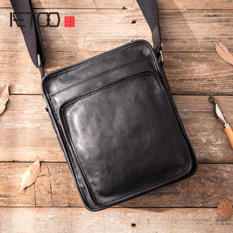 AETOO New handmade leather one-shoulder messenger bag men's casual retro men's suede leather soft leather Japanese Messenger bag