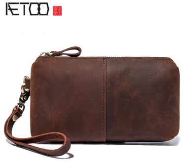 AETOO New style leather bag retro crazy horse leather clutch handbags men's handbags ladies' handbags