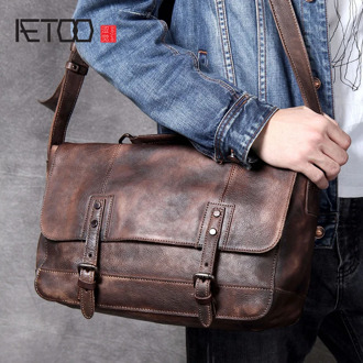 AETOO Retro make old head cowhide single shoulder bag casual man crossbody bag