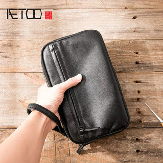 AETOO Retro men's handbag men's leather leather business fashion casual bag men's bag soft leather hand men's vintage clutch bag