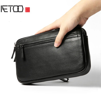 AETOO Retro men's handbag men's leather leather business fashion casual bag men's bag soft leather hand men's vintage clutch bag