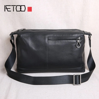 AETOO Shoulder bag men's leather Messenger bag casual top layer leather men's bag new wave soft leather cross section men's bag